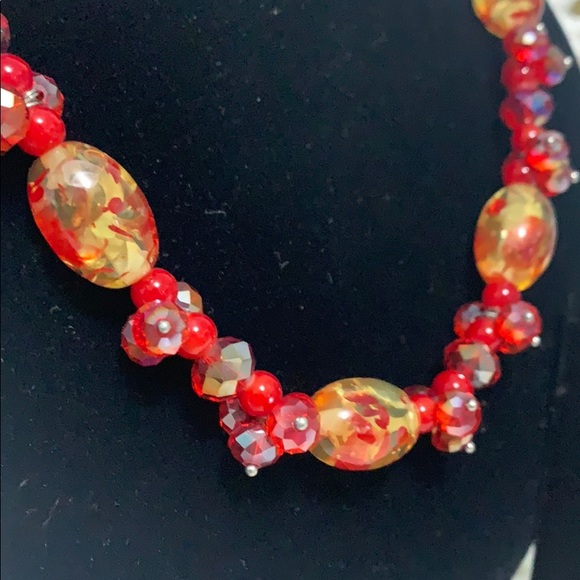 Red Agate and Art Glass Jewelry Set - Picture 3 of 4